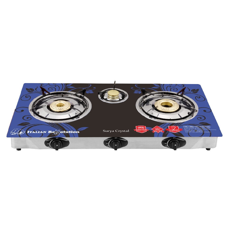 Buy Surya Crystal Glasstop 3 Burner Gas Stove Automatic Online ₹2990