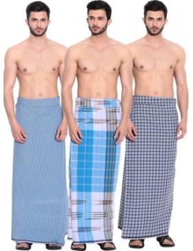 Buy Pack of 3 pieces pure cotton South Indian Lungi offer Online @ ₹470 ...