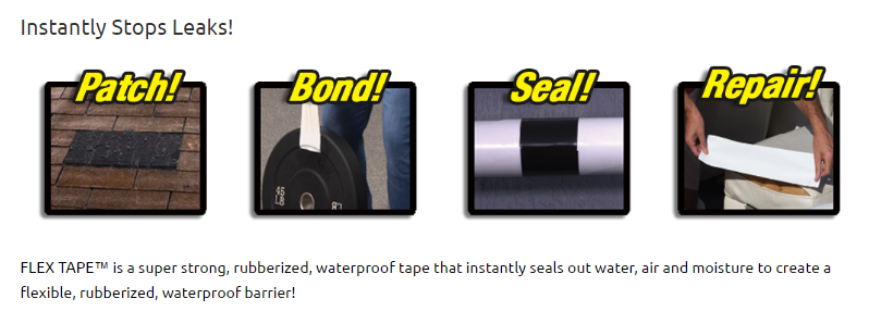 Buy Flex Seal Flex Tape Black 4 X 5' Excellent For ...