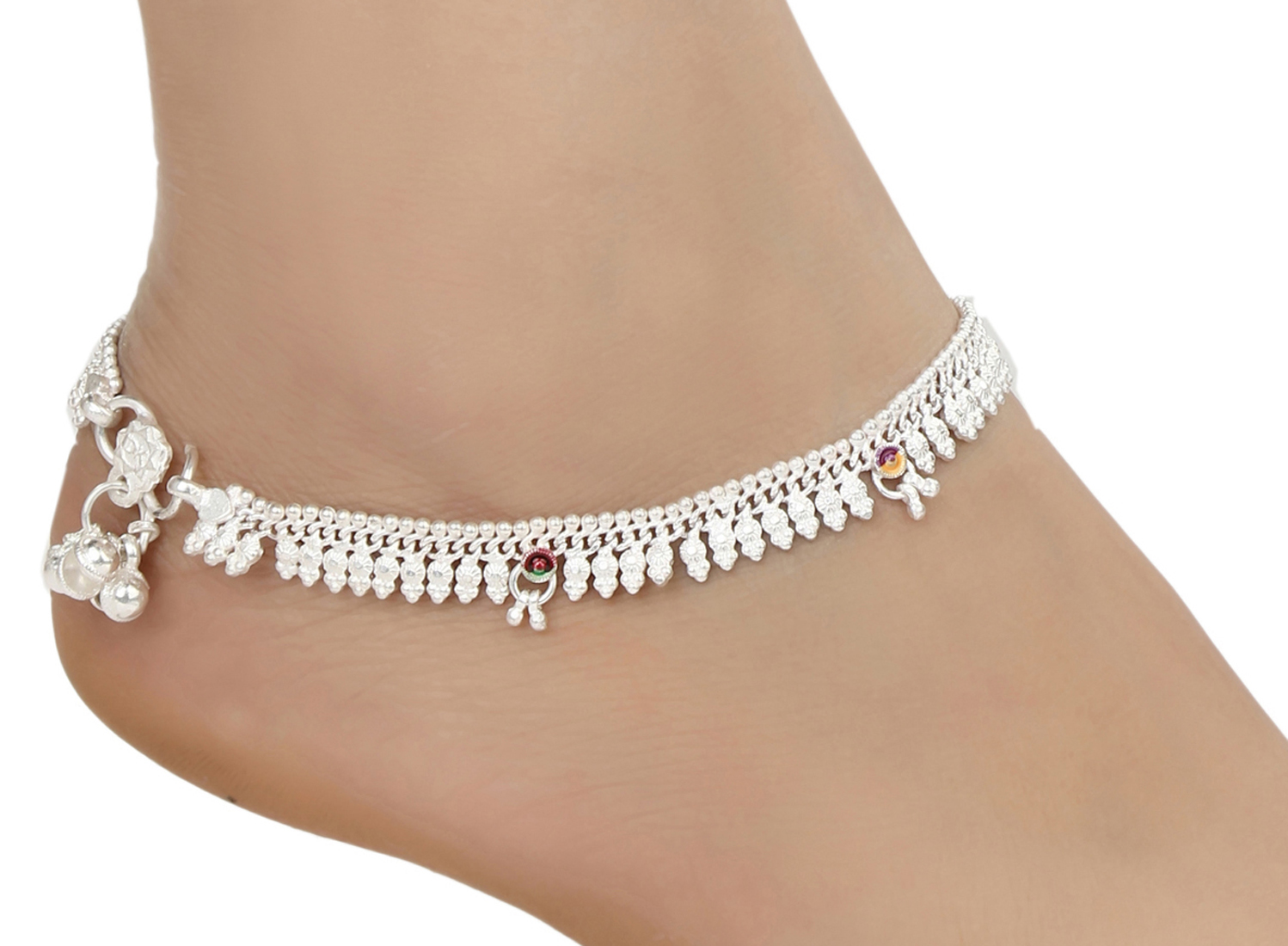 Buy Aanyacentric Indian Traditional Ethnic Fancy Foot Jewellery Silver Plated White Metal Alloy 1502