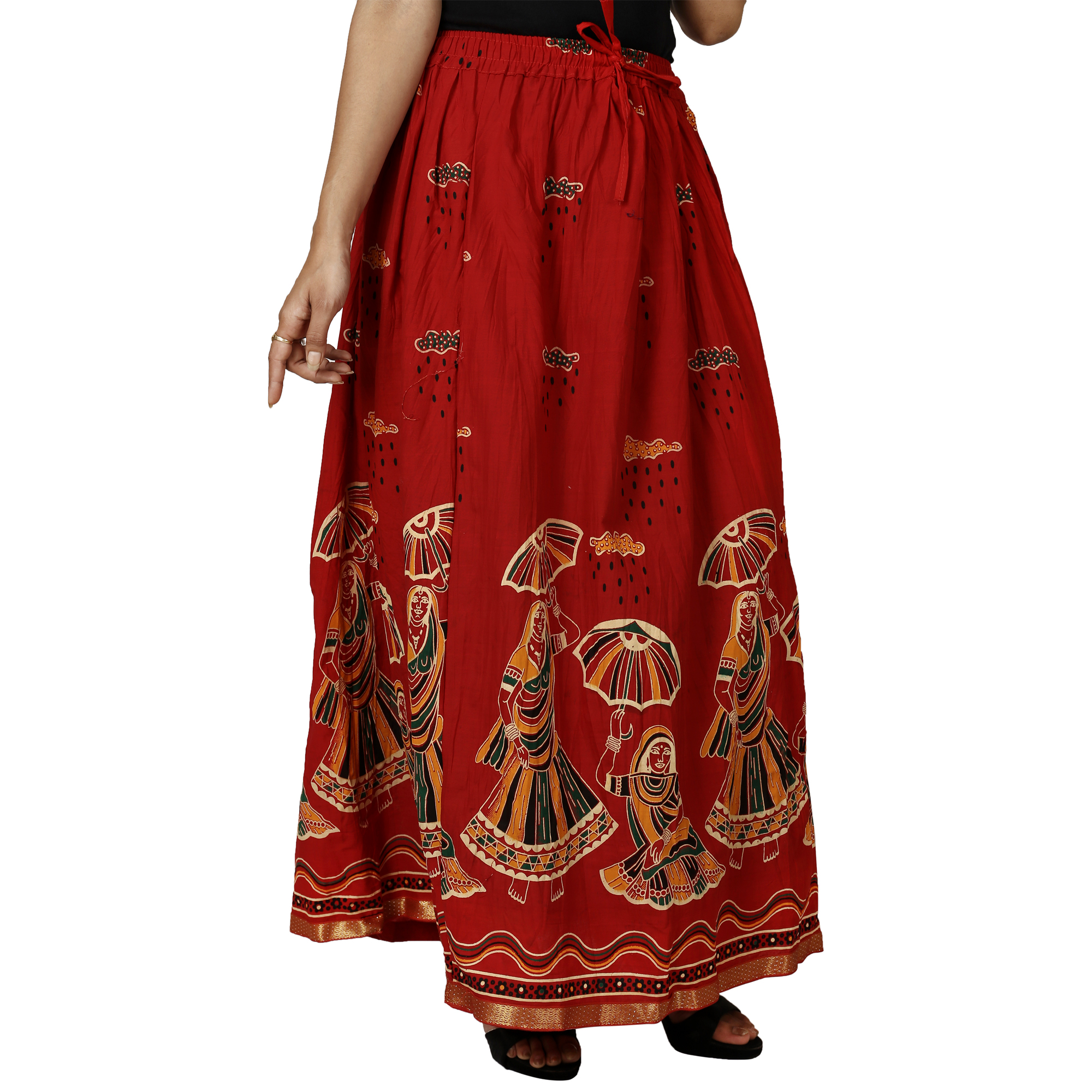 Buy Decot Paradise Women's Rajasthani Printed Skirt Red Rajasthani ...