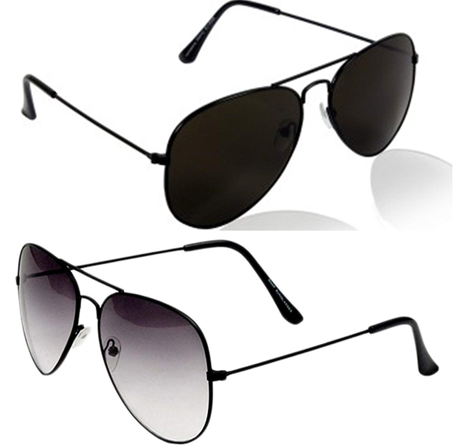 Buy 29k Unisex Combo Pack Of UV Protected Black and Grey Aviator ...