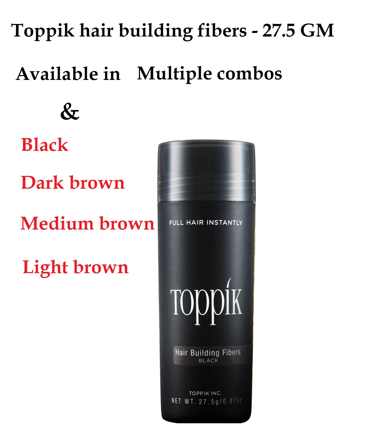 Buy Toppik kk Unisex Hair Building Fiber 27.5 G Black Online ₹410 from ShopClues