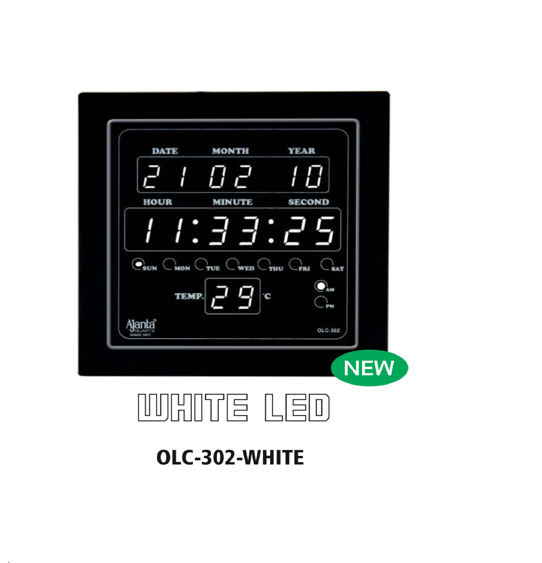 Buy Ajanta OLC 302 White Digital Wall Clock Online ₹1630 from ShopClues