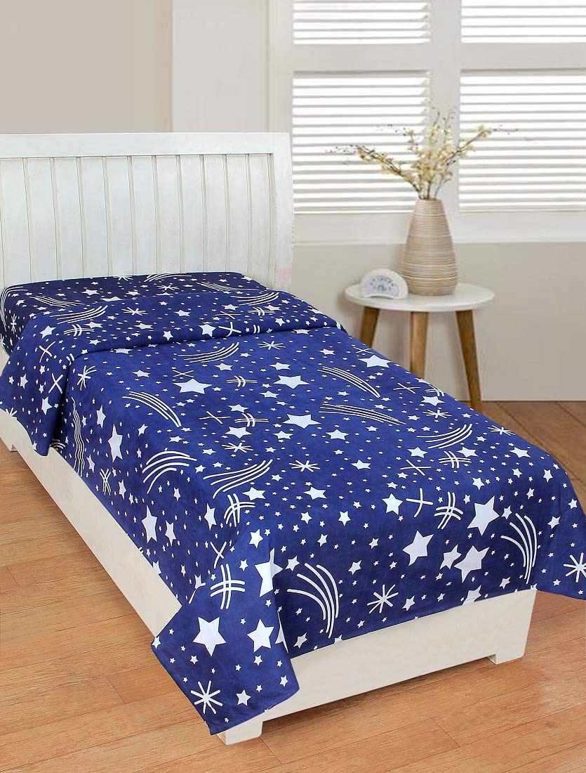 Buy SHAKRIN Glace Cotton Single Bedsheet Cum Topsheet Without Pillow Cover ColorBlue Online