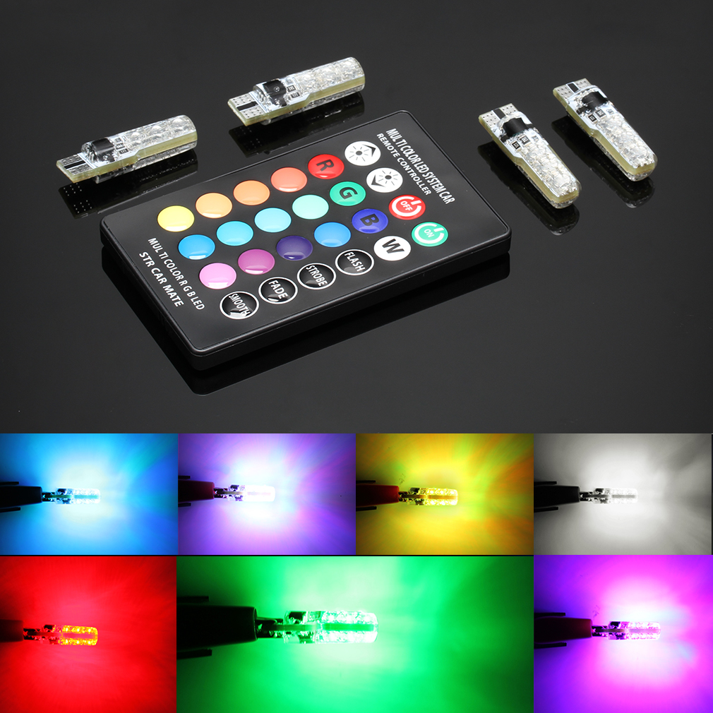 Buy LED lights T10 RGB LED Bulbs with Remote Controller RGBW FLASHER ...