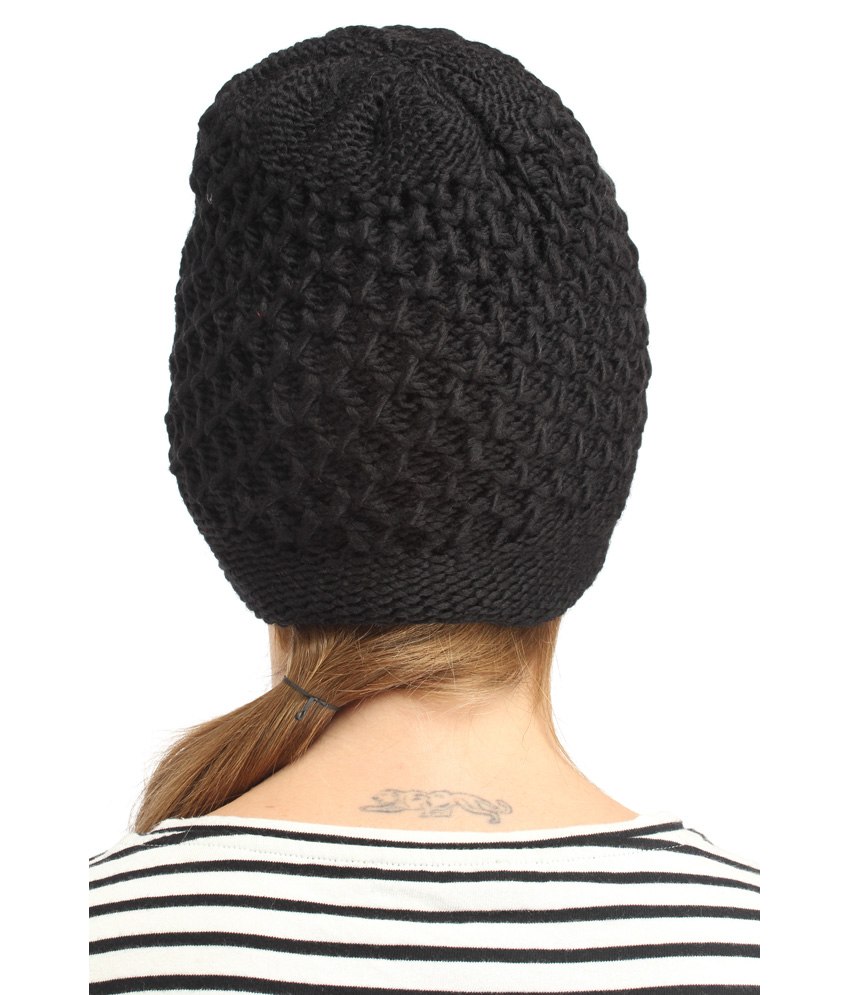 Buy Black Woolen Cap for Ladies Online @ â¹149 from ShopClues