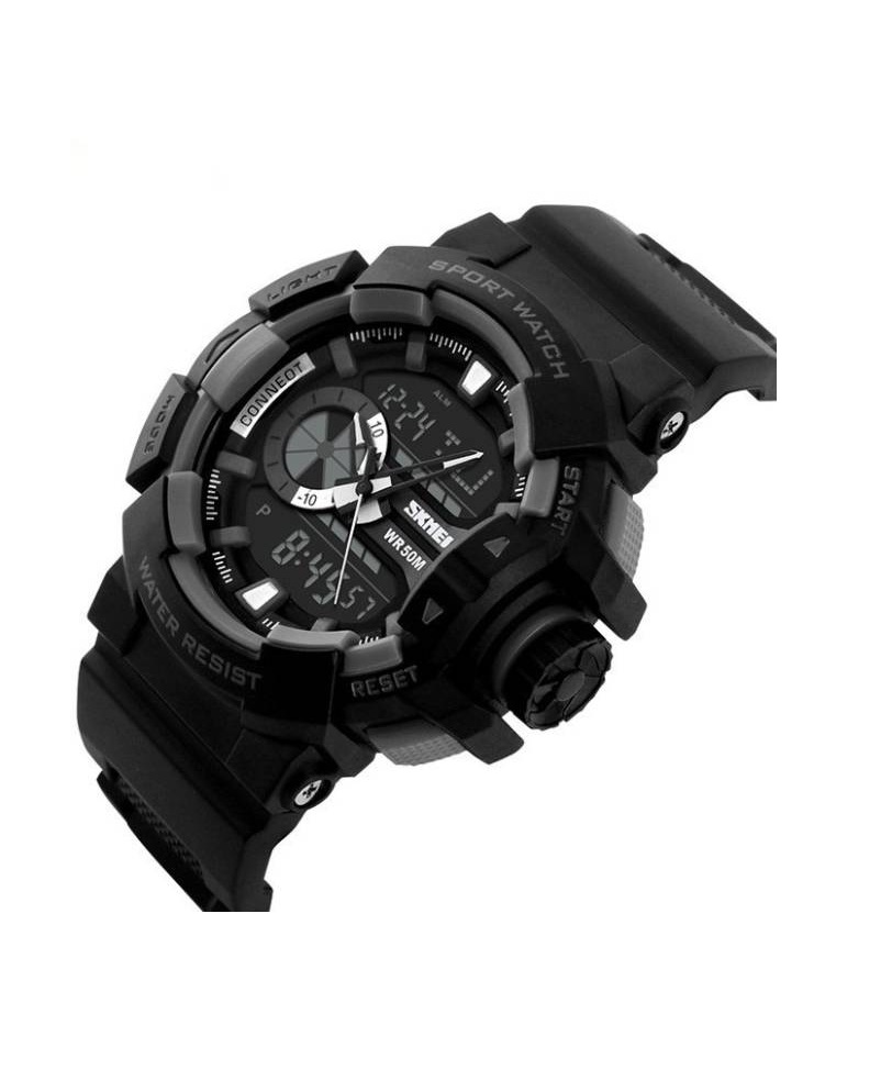 Buy Skmei Black WR30M Dual Time Analog With Digital Watch For Men ,Boys ...