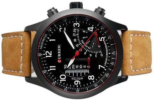 curren tan leather analog watch