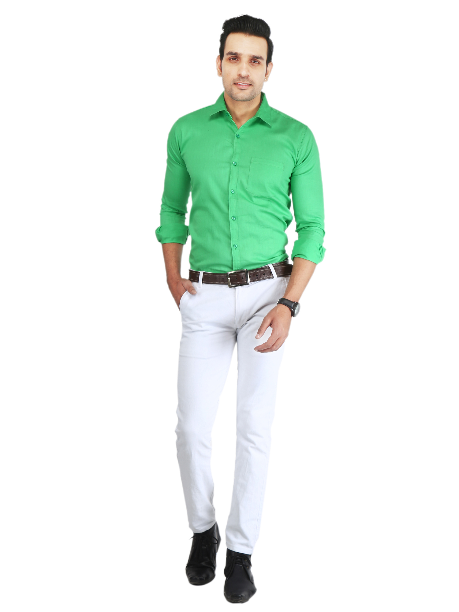 Buy Green Plain Shirt for Mens Online @ ₹899 from ShopClues
