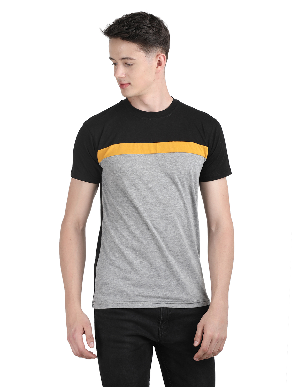 Ample Men Kintted Cotton Solid Casual Grey T shirts