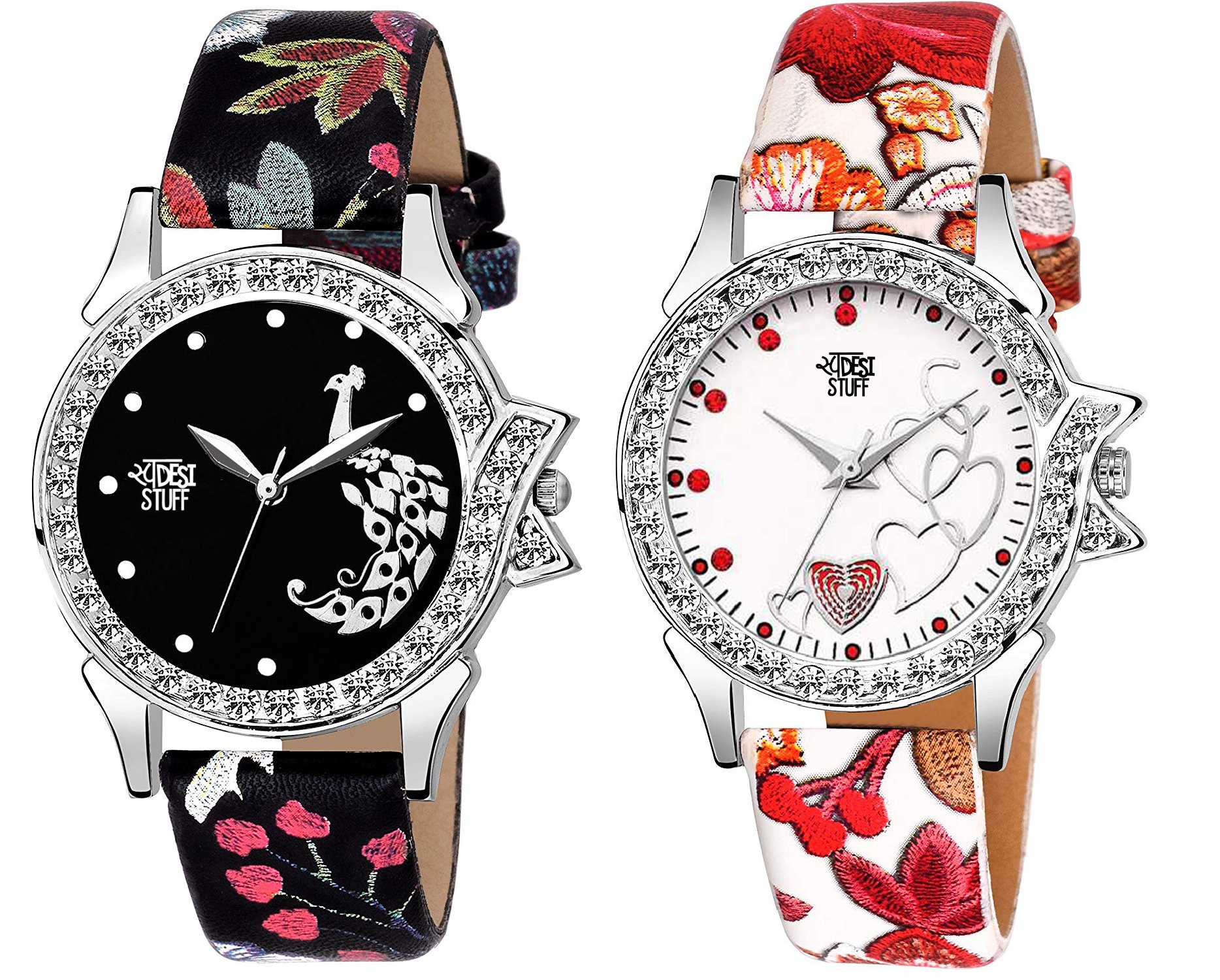 multi color Designer Stylish Leather Strap Diamond Studded LUXURY fashion watch for Women Girls   mika 32