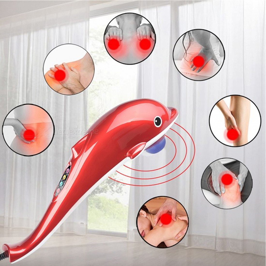Buy Electric Dolphin Massager For Neck Massage With Vibration Infrared Stick Body Massager