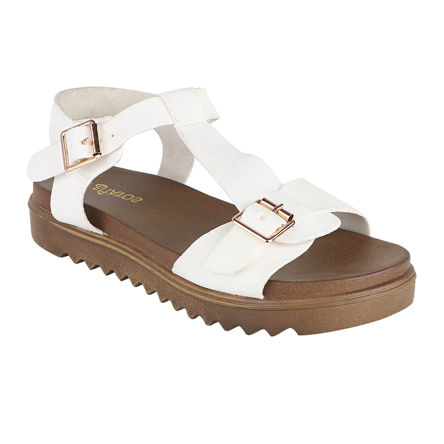 Buy Estatos Women's White Sandals Online @ ₹649 from ShopClues