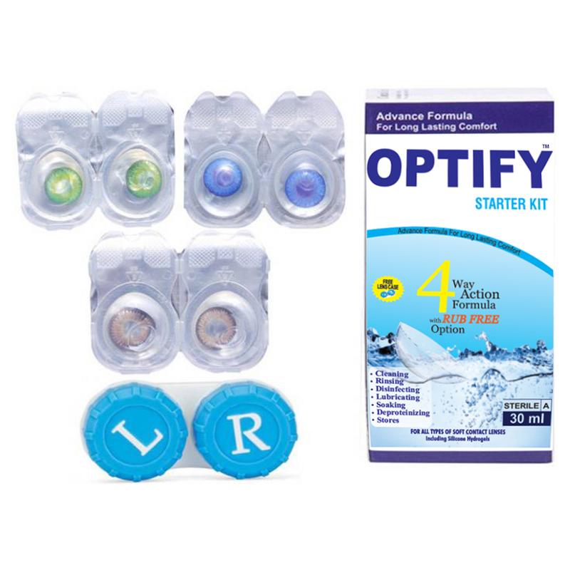 Buy Optify Darkblue-Green-Hazel Monthly Color Contact Lens Zero Power ...