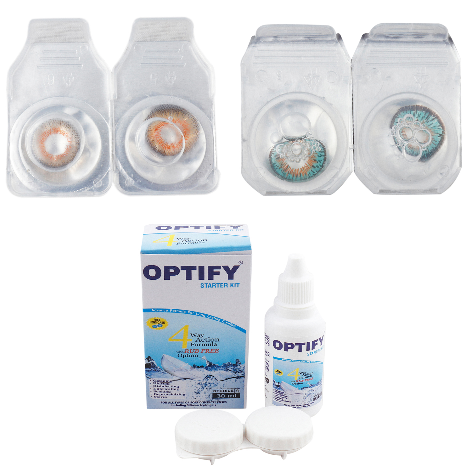 Buy Optify Combo Pack Monthly Color Contact Lens (Zero Power, Honey ...