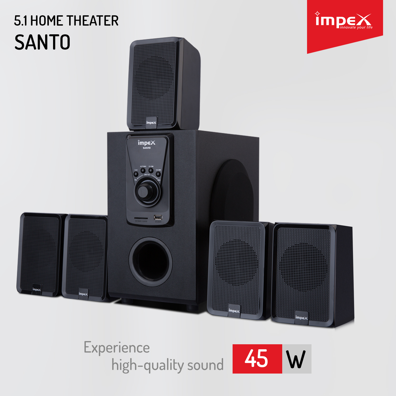 Buy Impex Santo 5.1 Soundbar, Tower Speaker, Home Cinema (DVD, BlueRay