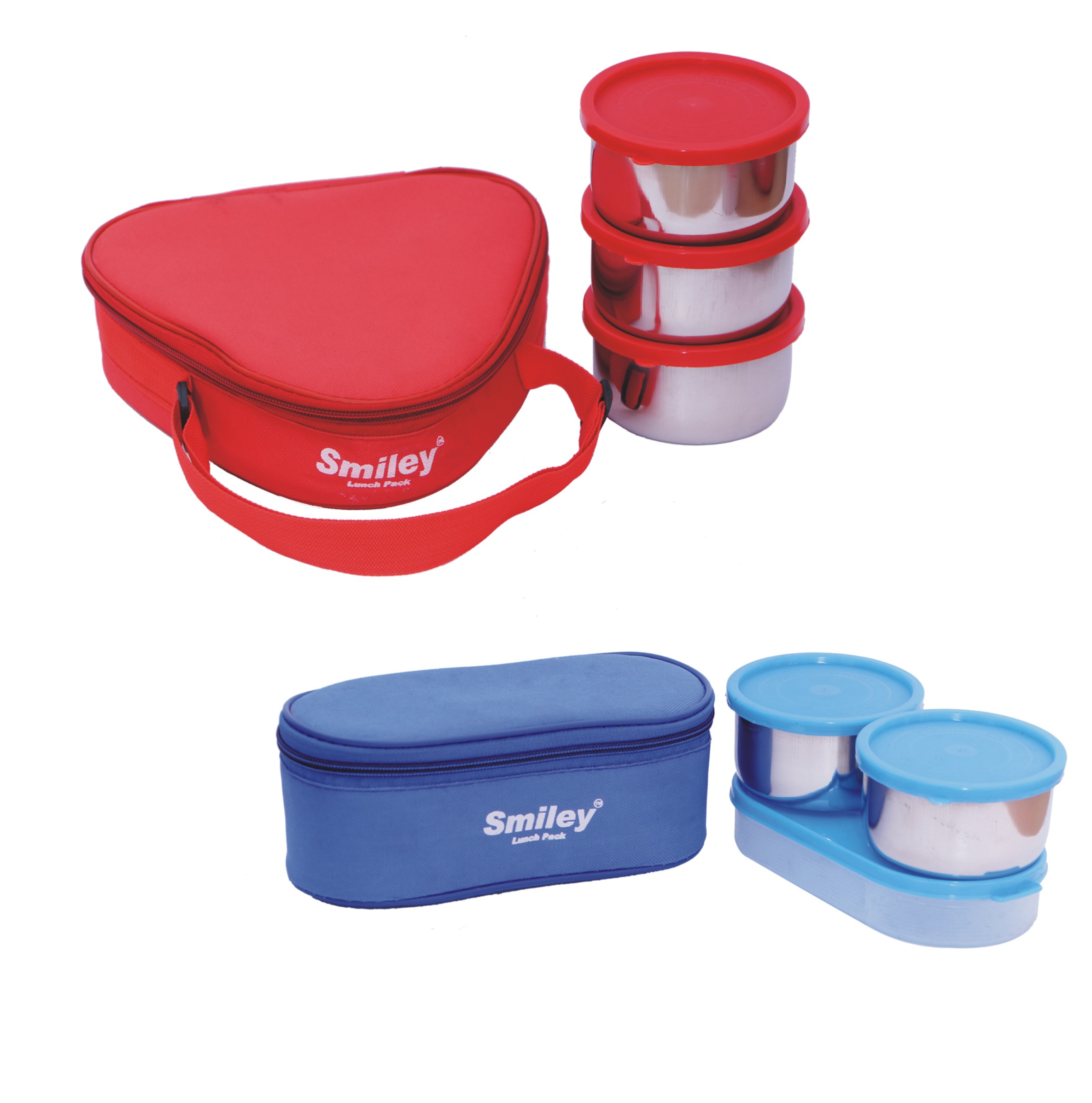 Buy Combo Red Triangle & 3 in 1 Blue Lunch Box 5 Steel Containers & 1