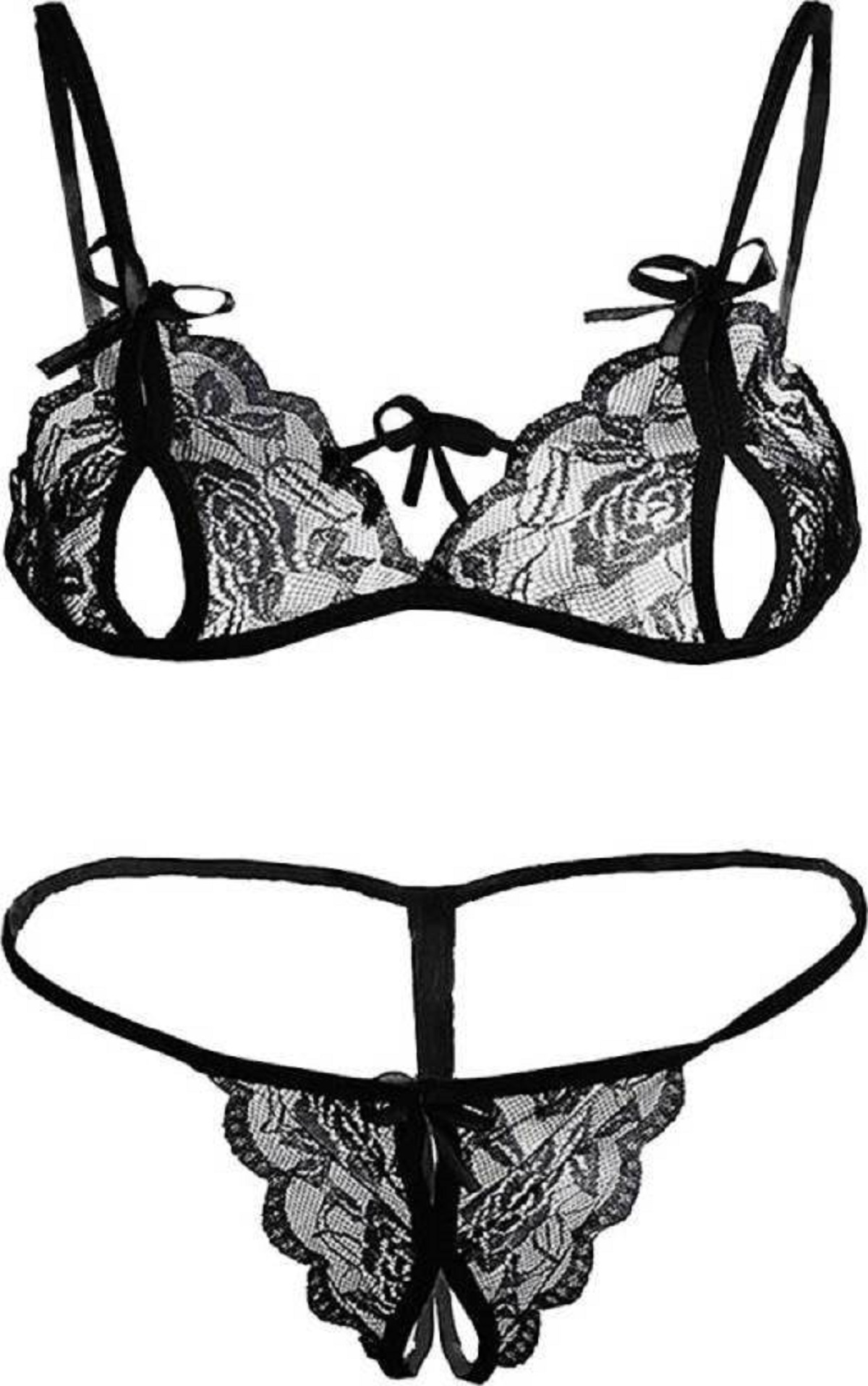 Buy Glorious Choice Women's Lace Bra with Crotchless G String Panty ...