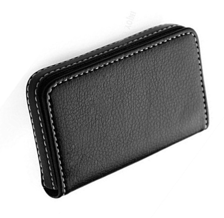 Pocket Size Stitched Leather Visiting Card Holder For Keeping Business Card  Black