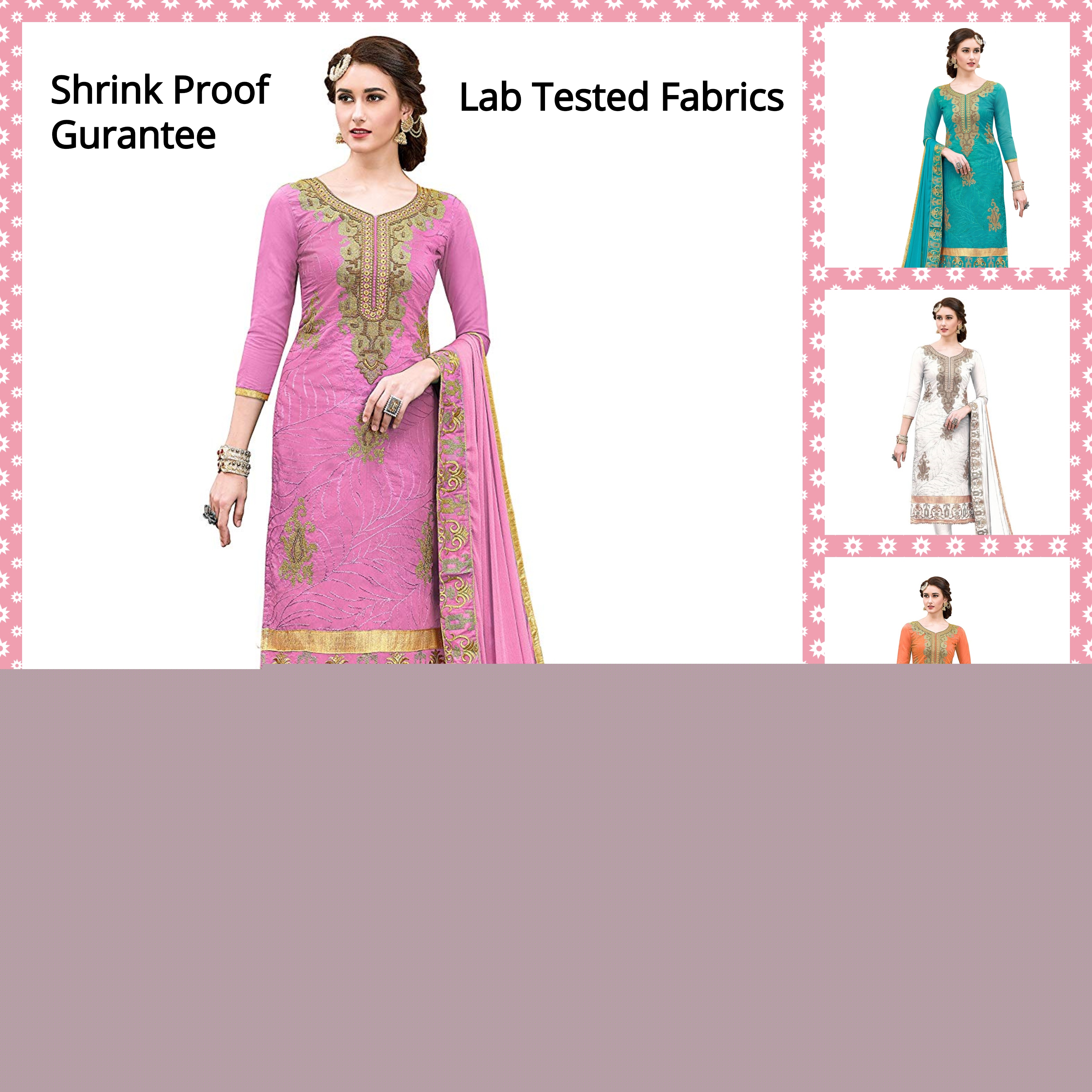 DnVeens Women Chanderi Embroidered Hand Work Unstiched Suit Salwar Kameez Dress Material With Dupatta SILVINA6005