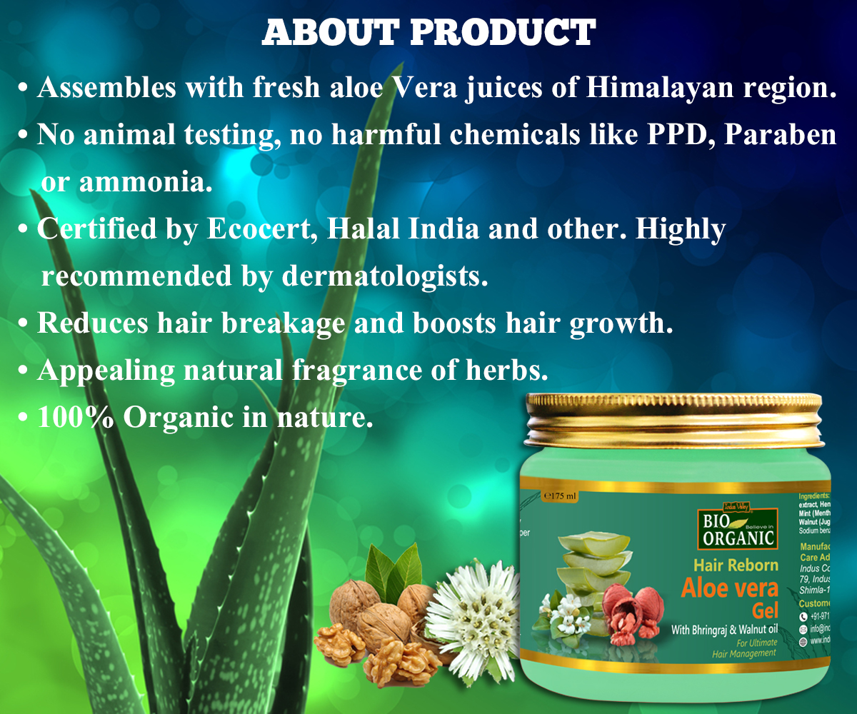 Buy Indus Valley Bio Organic Hair Regrowth Aloe Vera Gel With Bhringraj And Walnut Oil Twin 3650