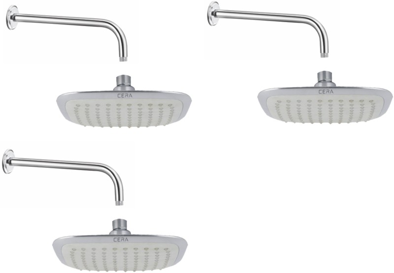 Cera Overhead Rain Shower Square 200X200 Mm 8 X 8 With Shower Arm 380 Mm 15 And Wall Flange Shower Head Set Of 3 Pcs