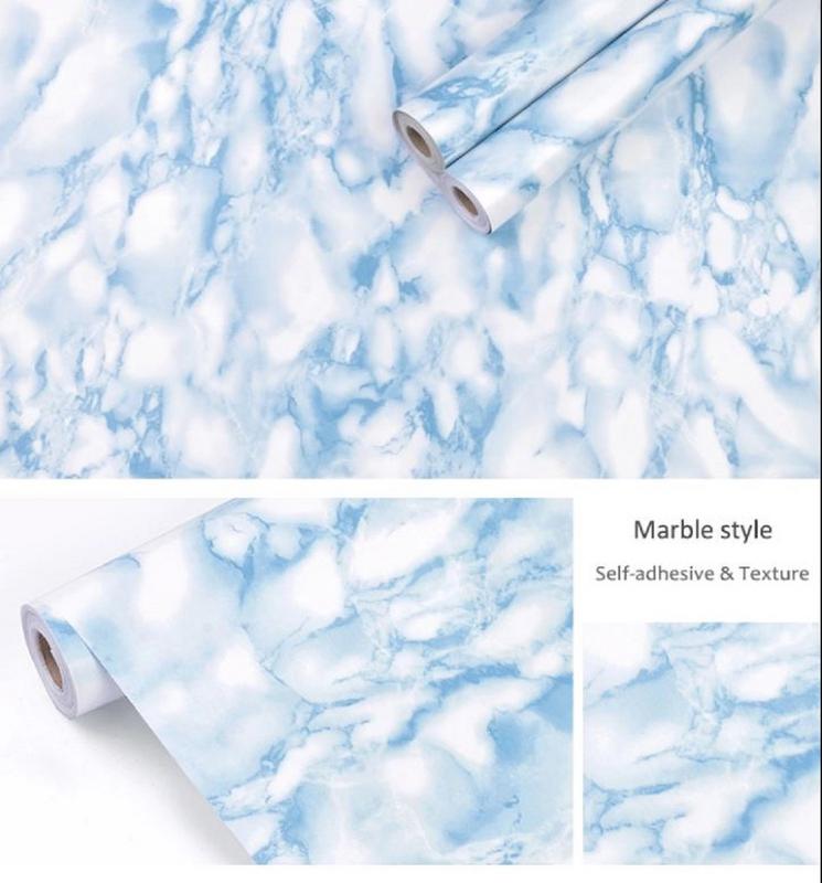 Buy Jaasmo Royals SelfAdhesive White/blue Marble Contact Paper