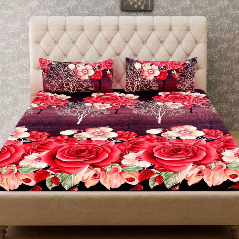 Buy Premium furnishing supersoft glace cotton printed double bedsheet ...