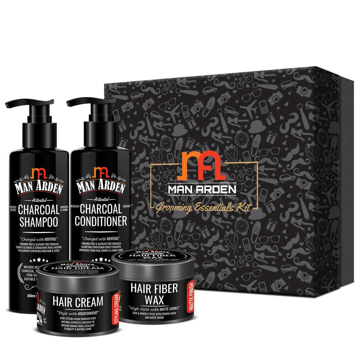 Buy Man Arden Grooming Kit Charcoal Shampoo + Charcoal Conditioner