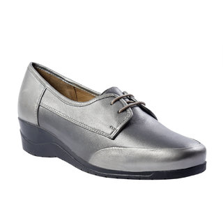 JK Port Women's Grey Genuine Leather Casual Shoes