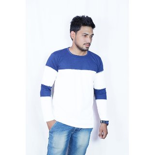 YAARA-MEN-COTTON-ROUND NECK(WHITE BLUE 