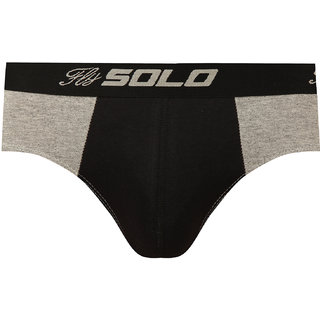                       SOLO Mens Rockstar Cotton Stretch Ultra Soft Classic Brief Grey Melange Color                                              