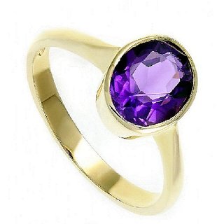                       Natural Amethyst 6.50 Carat Gold Plated Ring Original & Unheated Stone Ring By CEYLONMINE                                              