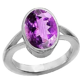                       Amethyst Stone Ring for Unisex Adjustable 8.25 RattiJamuniya Silver Plated Ring By CEYLONMINE                                              