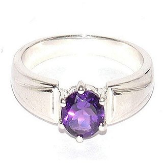                       Original Stone Amthyst Ring 5.75 Carat Stone Jamuniya Silver Plated Ring BY CEYLONMINE                                              