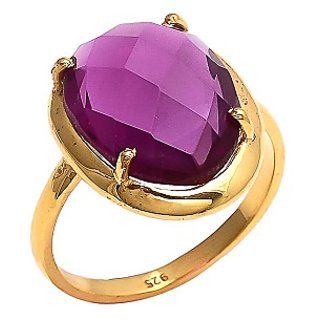                       Amethyst Stone Ring for Unisex Adjustable 8.25 RattiJamuniya Gold Plated Ring By CEYLONMINE                                              
