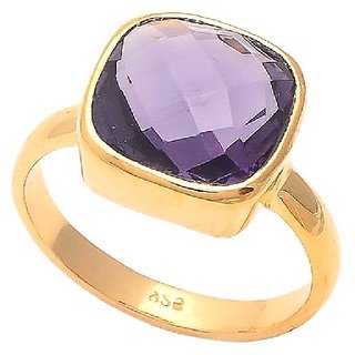                       Natural Amethyst 6.50 Ratti Gold Plated Ring Original & Unheated Stone Ring By CEYLONMINE                                              