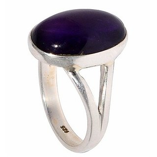                       Natural Purple Amethyst 7.25 ratti Silver Plated Ring For Unisex Astrological Stone Jamuniya Ring BY CEYLONMINE                                              