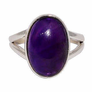                       Natural Purple Amethyst 5.25 ratti Silver Plated Ring For Unisex Astrological Stone Jamuniya Ring BY CEYLONMINE                                              