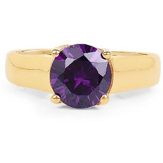                       CEYLONMINE 4.25 Carat Stone Amethyst Gemstone Gold Plated Ring( Adjustable Anguthi) For Unisex                                              