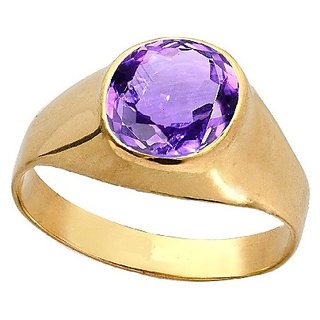                       Amethyst Stone Ring for Unisex Adjustable 8.25 RattiJamuniya Gold Plated Ring By CEYLONMINE                                              