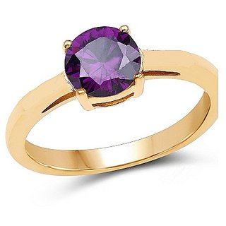                       NaturalStone Amethyst 5.25 ratti Stone Gold Plated Ring Unheated & Natural Stone Jamuniya Ring - CEYLONMINE                                              