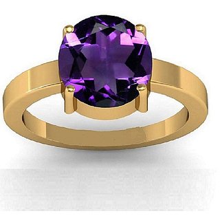                       CEYLONMINE- 6.75 Carat Natural Amethyst Gold  Plated Adjustable Ring/Anguthi For Astrological Purpose                                              