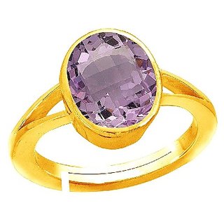                       6.25  Ratti Certified Stone Jamuniya Ring Original & Unheated Amethyst Gold Plated Ring(Adjustable Ring) BY CEYLONMINE                                              