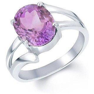                       8.25 Ratti Stone Jamuniya /Amethyst Silver Plated Ring Original Semi- Precious Stone Ring By CEYLONMINE                                              