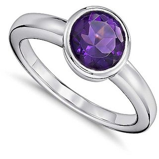                       NaturalStone Amethyst 5.25 ratti Stone Silver Plated Ring Unheated & Natural Stone Jamuniya Ring - CEYLONMINE                                              