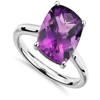                       100% Original & Certified Stone Amethyst/Jamuniya 7.25 Carat Silver Plated Ring BY CEYLONMINE                                              