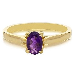                       100% Original & Certified Stone Amethyst/Jamuniya 5.25 Carat Gold Plated Ring BY CEYLONMINE                                              
