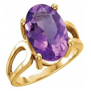                       Astrological Stone Amethyst Ring 5.25 Carat Semi-Precious Gold Plated  Stone Ring BY CEYLONMINE                                              